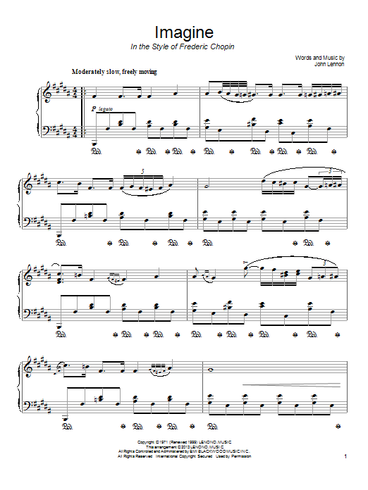 John Lennon Imagine (in the style of Frederic Chopin) Sheet Music