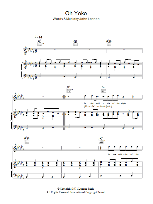 John Lennon Oh Yoko Sheet Music