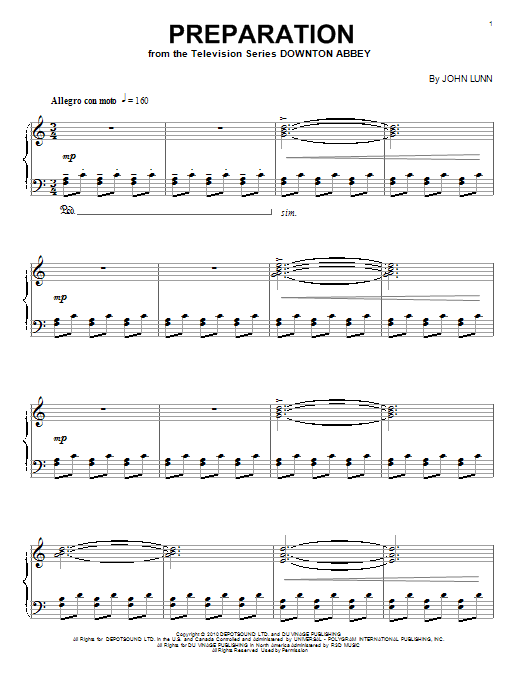 John Lunn Preparation Sheet Music