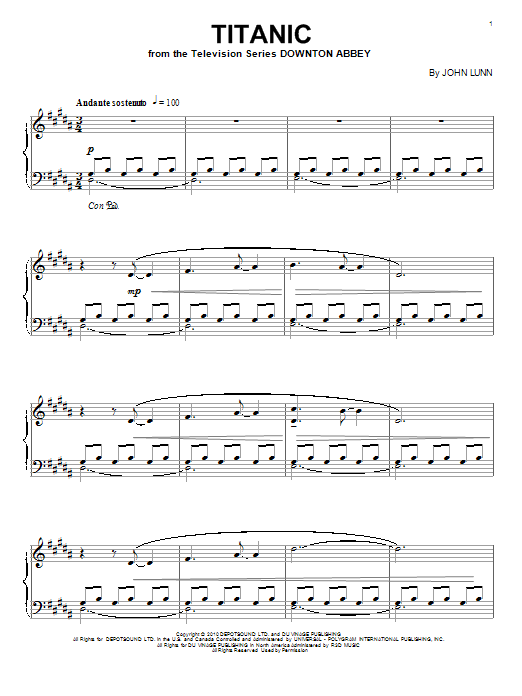 John Lunn Titanic (from Downton Abbey) Sheet Music