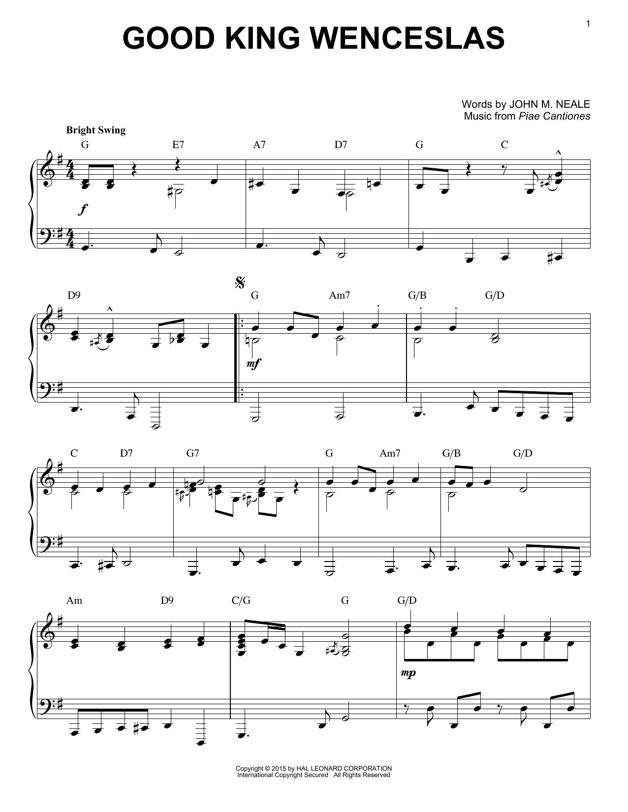 John M. Neale Good King Wenceslas [Jazz version] (arr. Brent Edstrom) Sheet Music