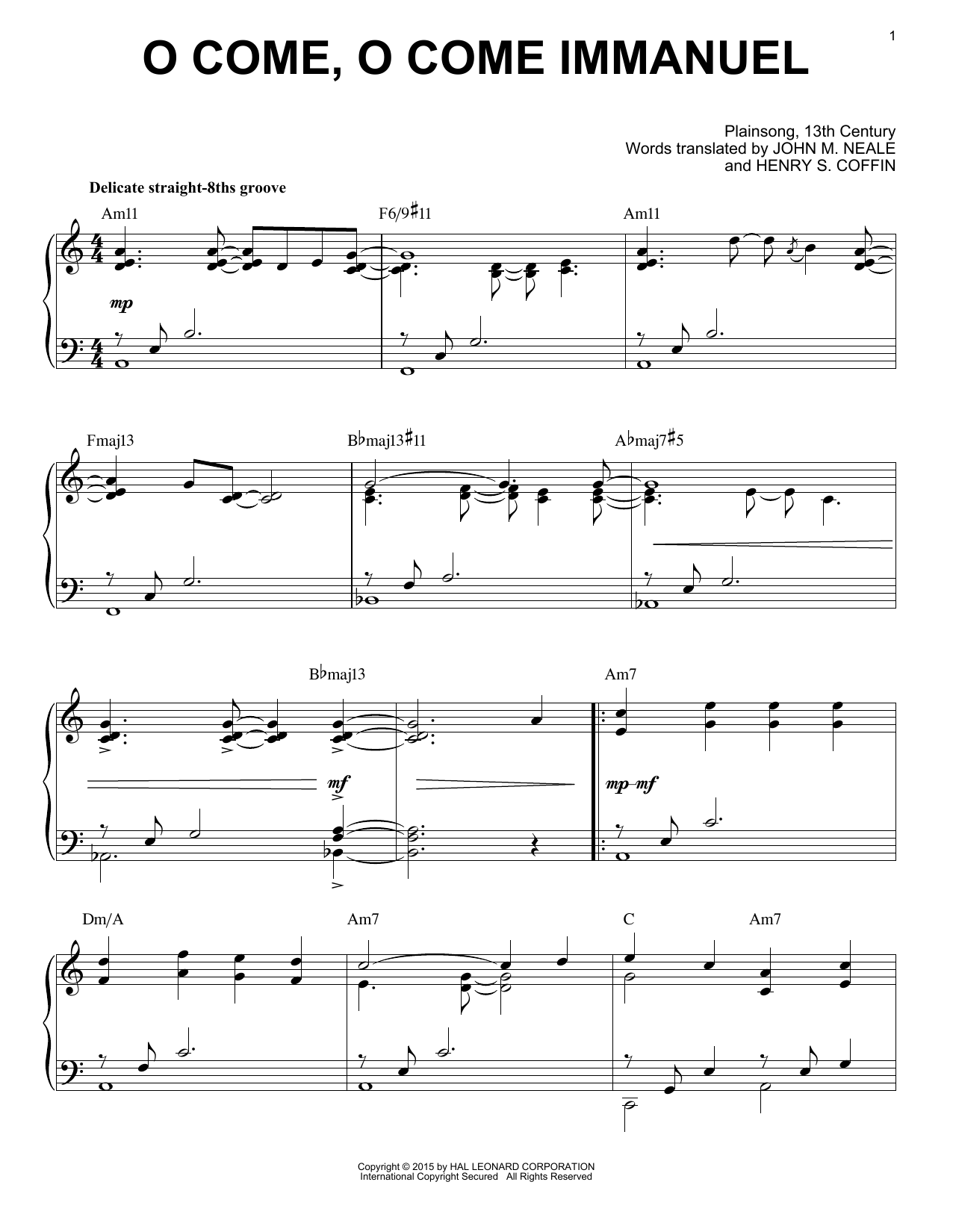 John M. Neale (v. 1,2) O Come, O Come Immanuel [Jazz version] (arr. Brent Edstrom) Sheet Music