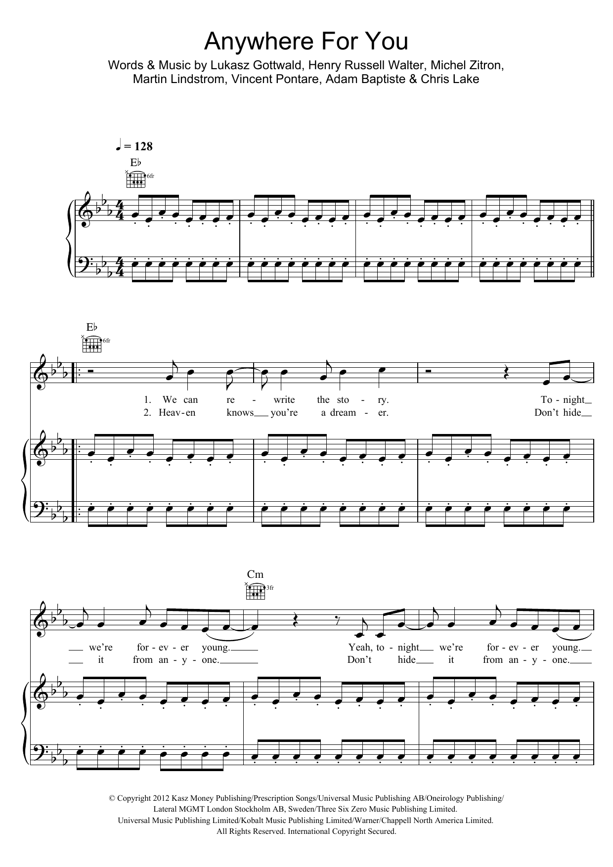 John Martin Anywhere For You Sheet Music