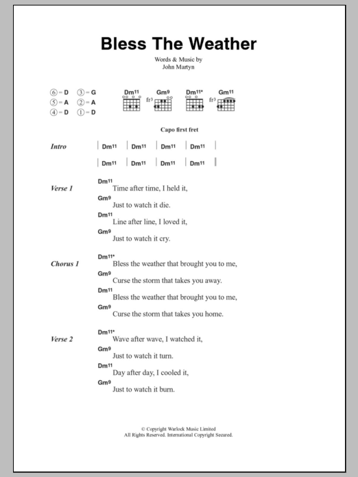 John Martyn Bless The Weather Sheet Music