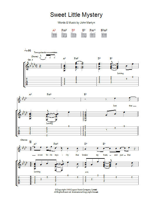 John Martyn Sweet Little Mystery Sheet Music