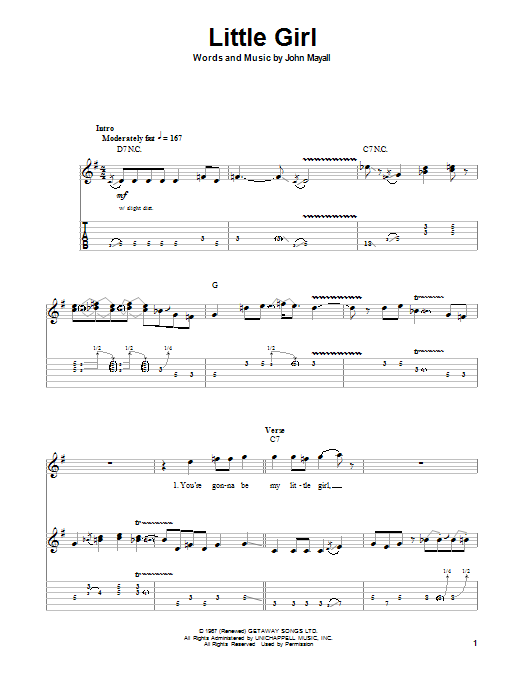 John Mayall's Bluesbreakers Little Girl Sheet Music