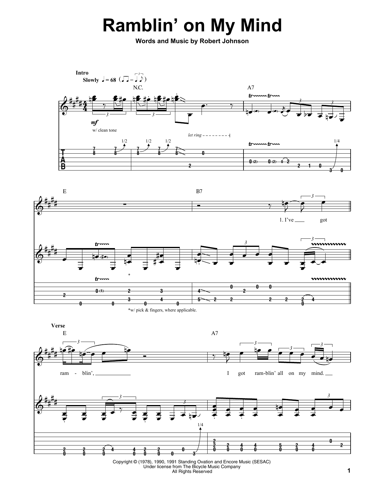 John Mayall's Bluesbreakers Ramblin' On My Mind Sheet Music