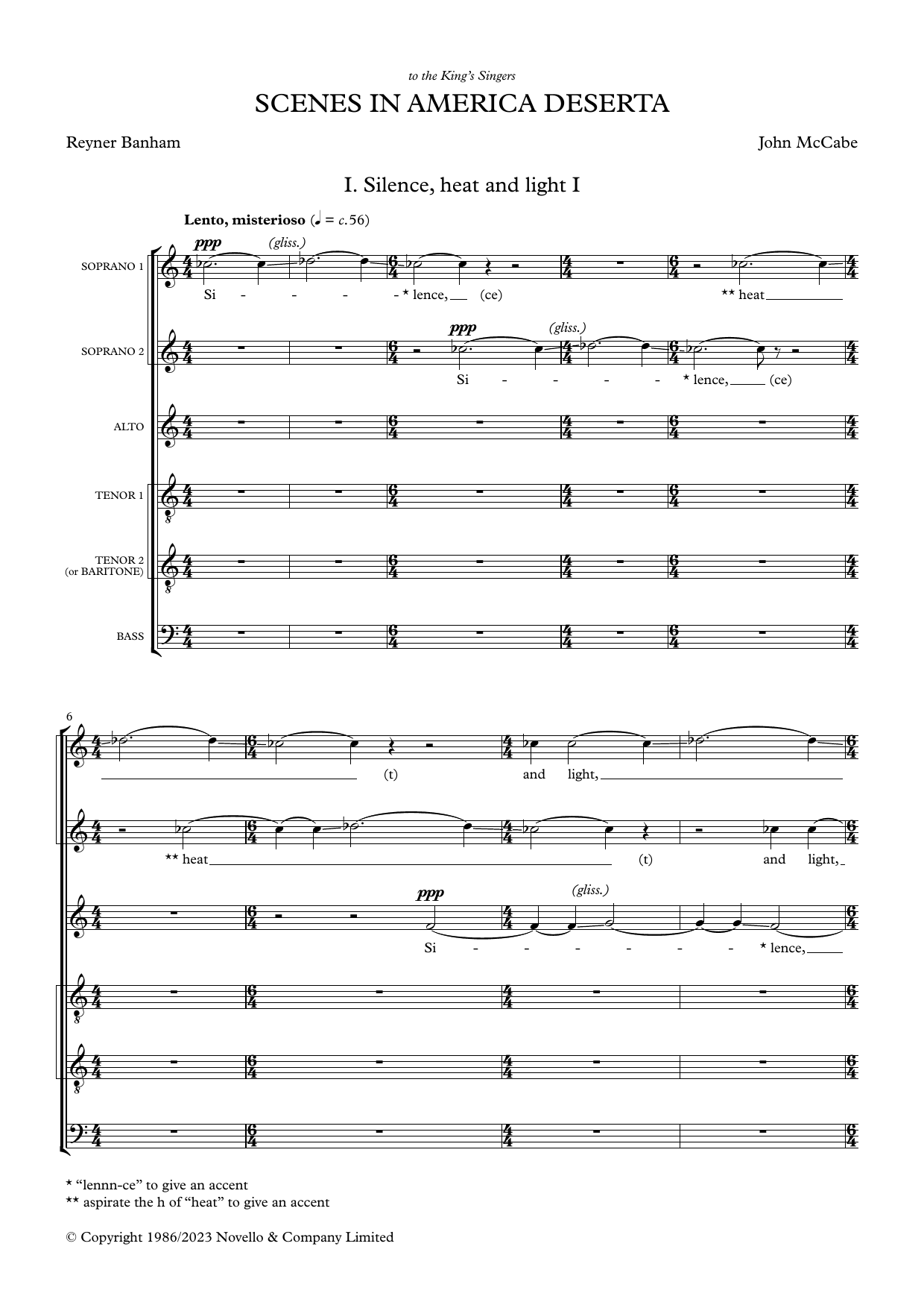 John McCabe Scenes in America Deserta (SSATTB version) Sheet Music