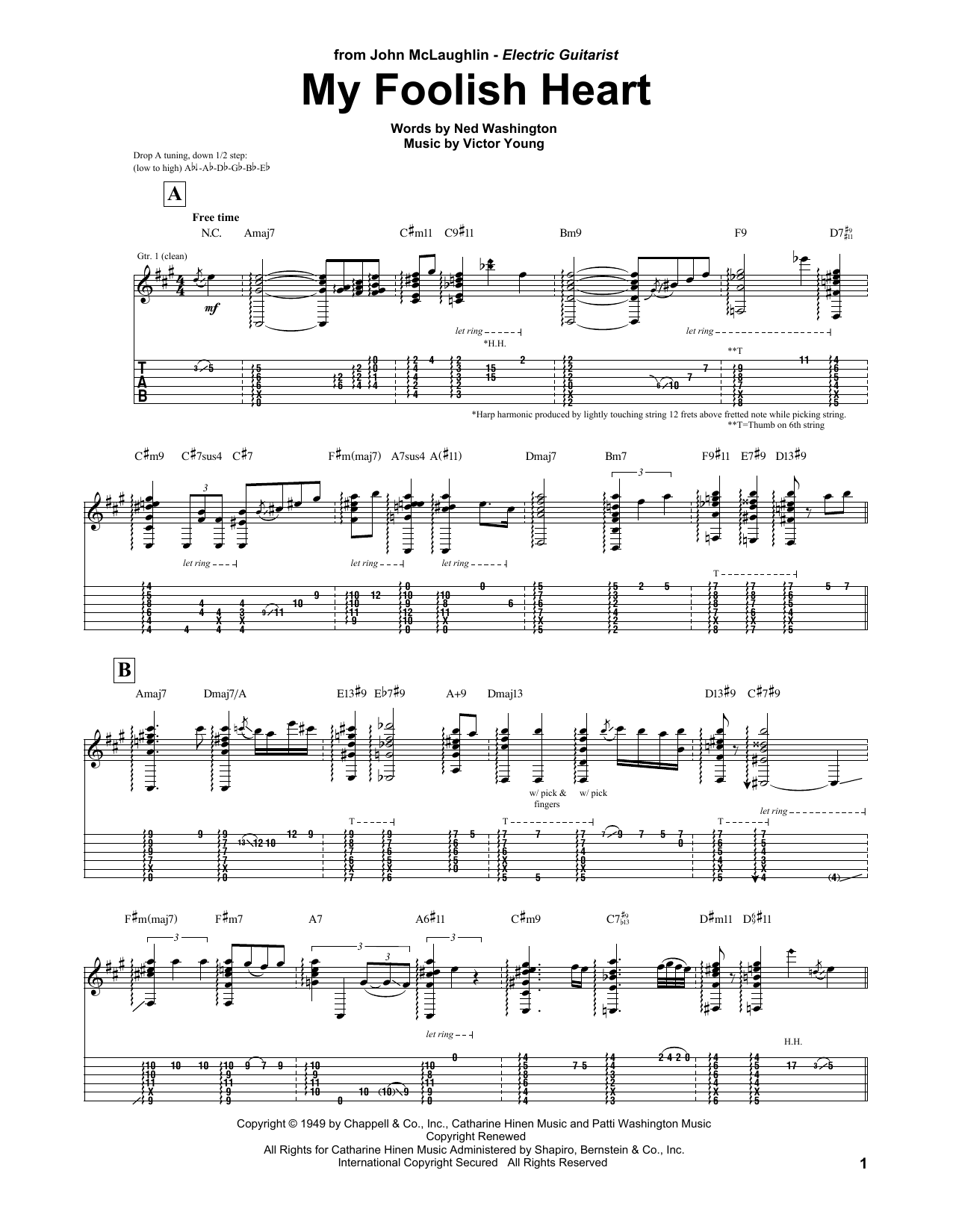 John McLaughlin My Foolish Heart Sheet Music