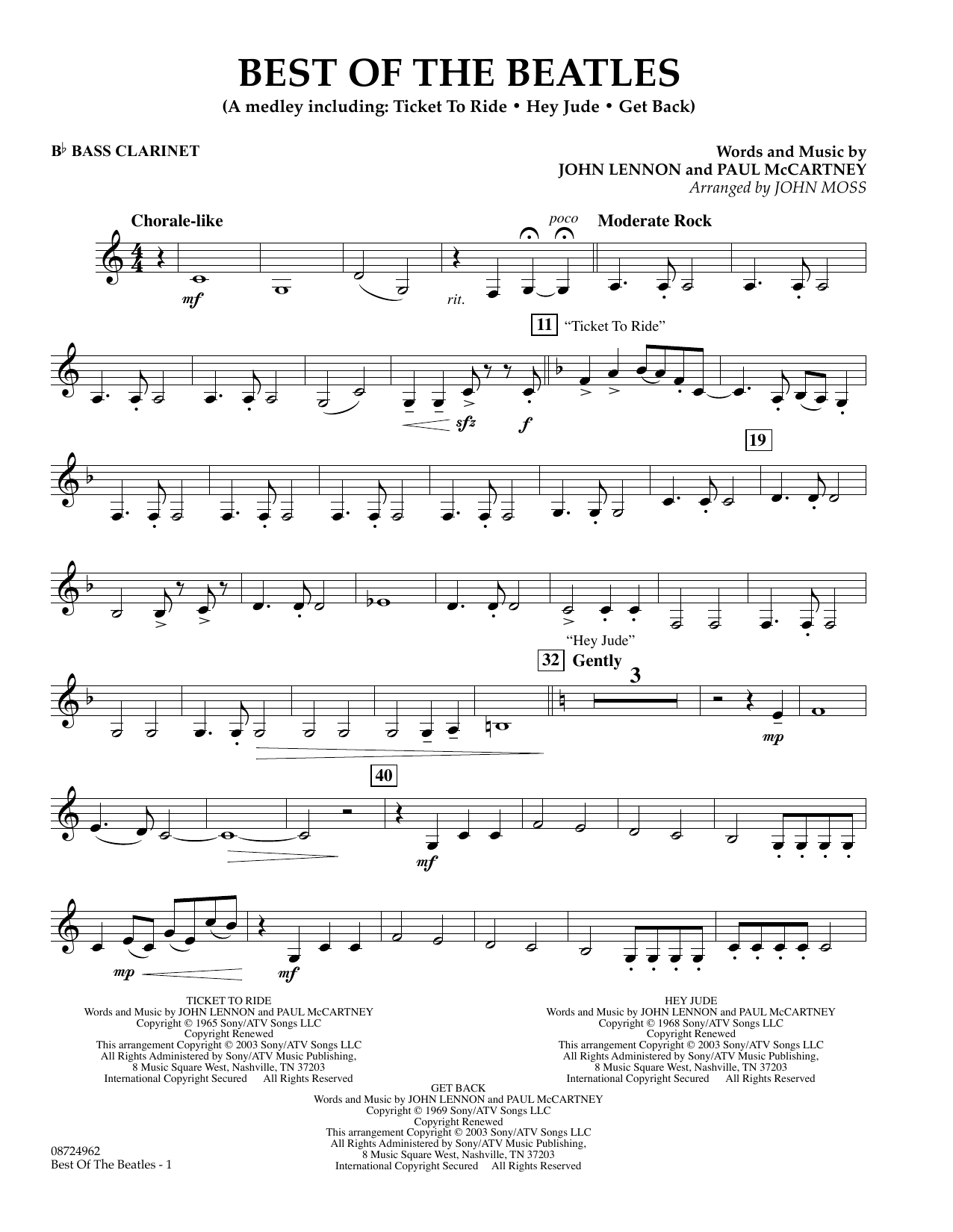 John Moss Best of the Beatles - Bb Bass Clarinet Sheet Music