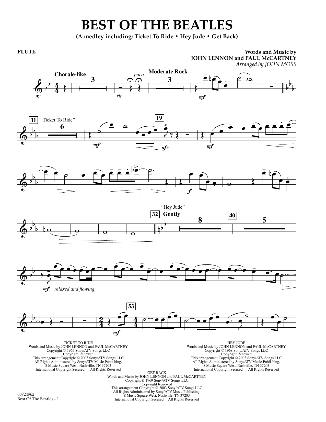 John Moss Best of the Beatles - Flute Sheet Music