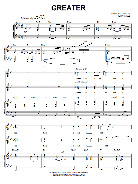 John P. Kee Greater Sheet Music