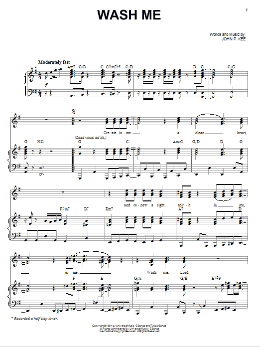 John P. Kee Wash Me Sheet Music