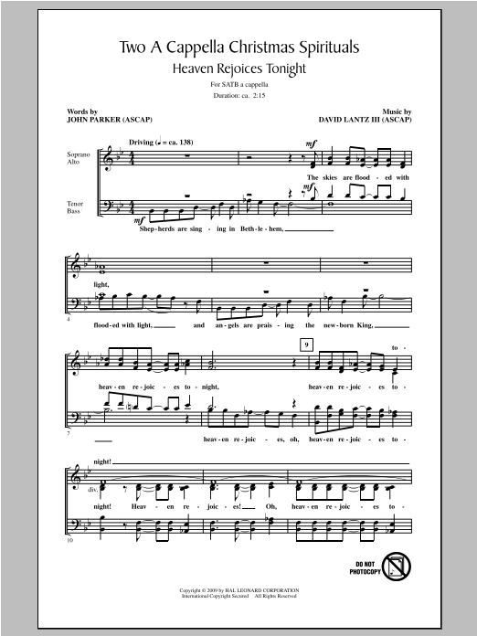 John Parker Two A Cappella Christmas Spirituals Sheet Music
