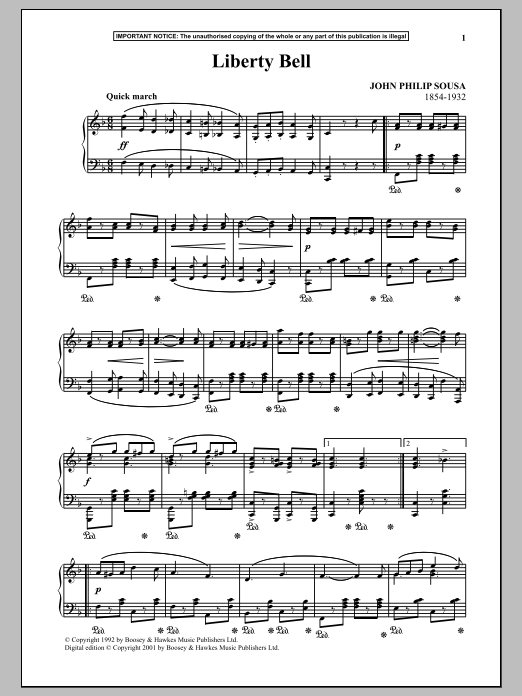 John Philip Sousa Liberty Bell Sheet Music