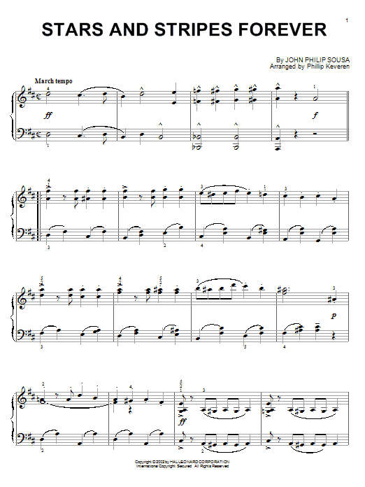 John Philip Sousa Stars And Stripes Forever (arr. Phillip Keveren) Sheet Music