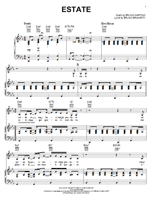 John Pizzarelli Estate Sheet Music