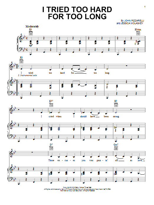 John Pizzarelli I Tried Too Hard For Too Long Sheet Music