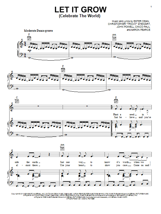 John Powell Let It Grow (Celebrate The World) Sheet Music