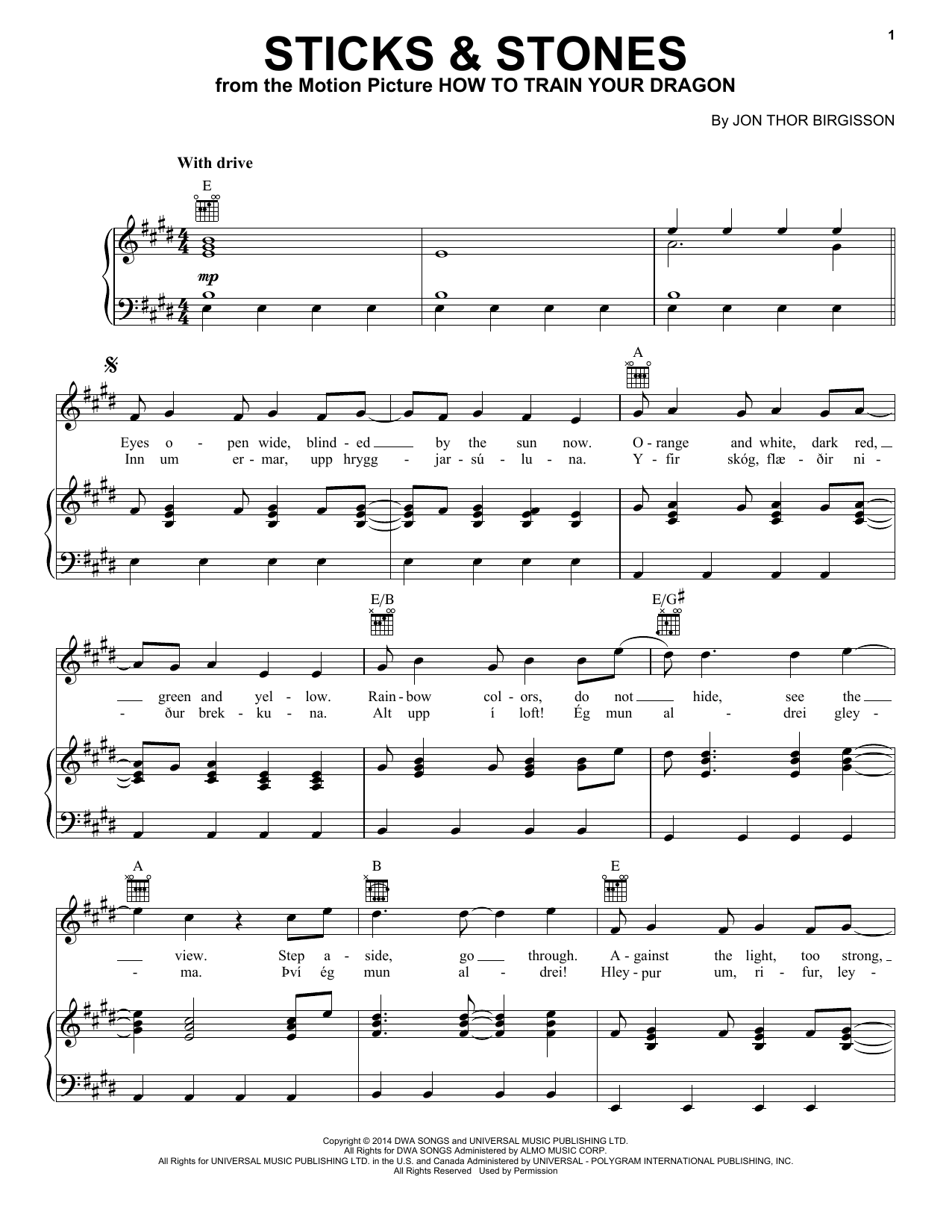 John Powell Sticks & Stones (from How to Train Your Dragon) Sheet Music