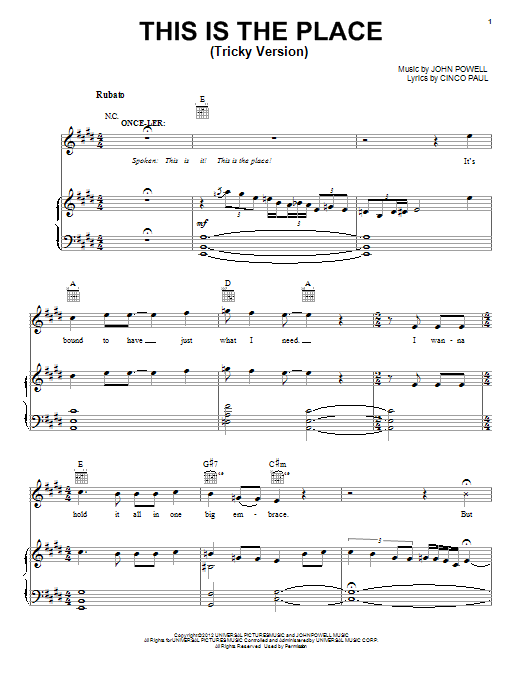 John Powell This Is The Place (Tricky Version) Sheet Music