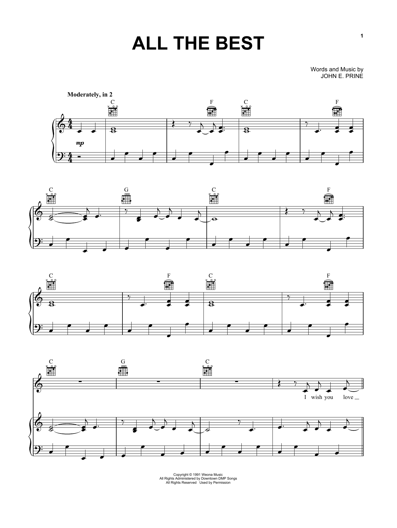John Prine All The Best Sheet Music