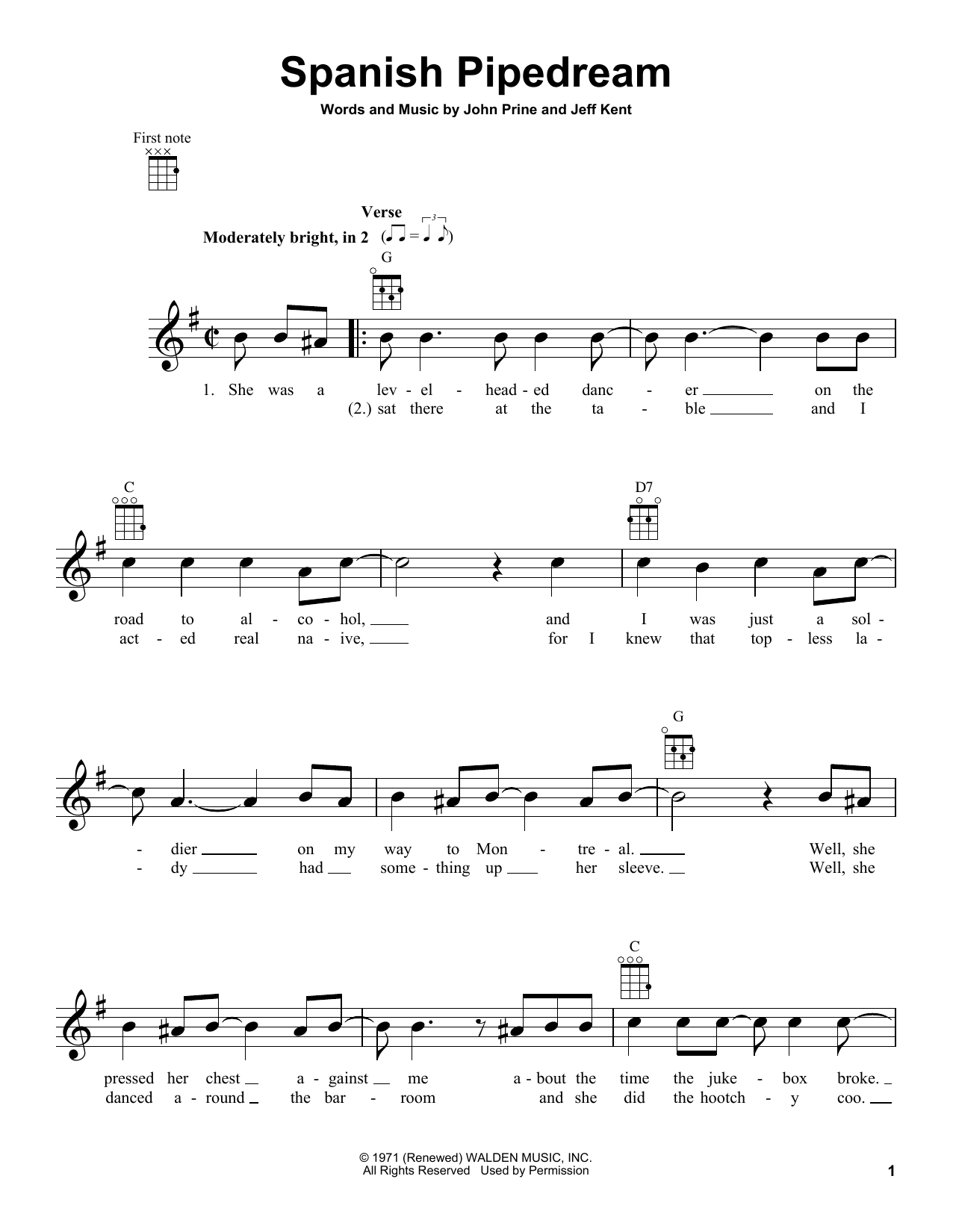 John Prine Spanish Pipedream Sheet Music