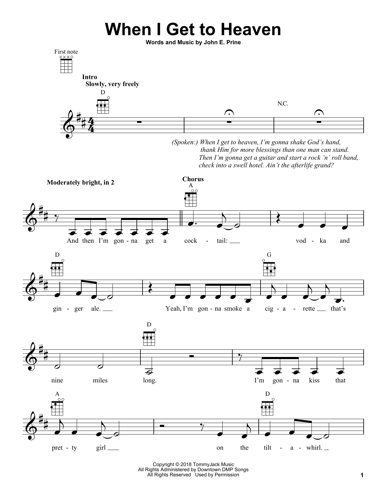 John Prine When I Get To Heaven Sheet Music