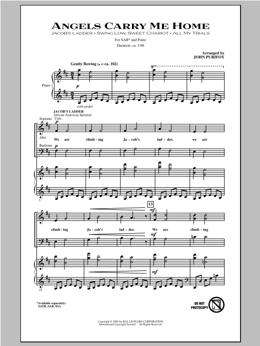 John Purifoy Angels Carry Me Home (Medley) Sheet Music