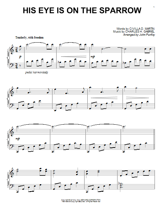 John Purifoy His Eye Is On The Sparrow Sheet Music