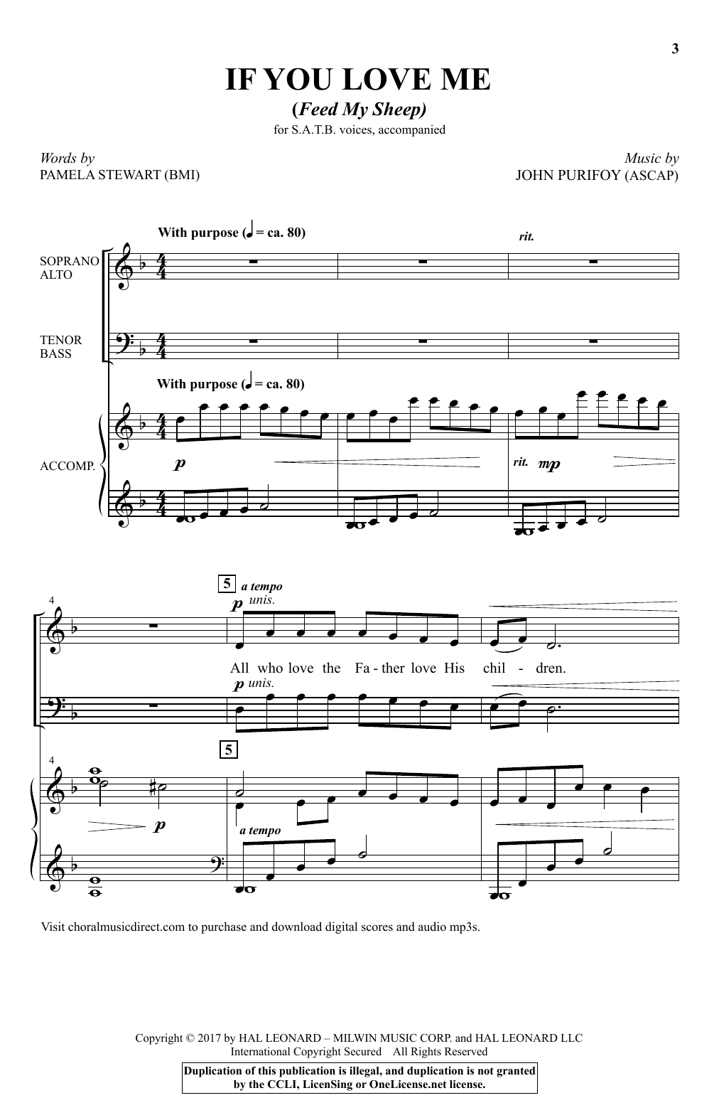 John Purifoy If You Love Me (Feed My Sheep) Sheet Music