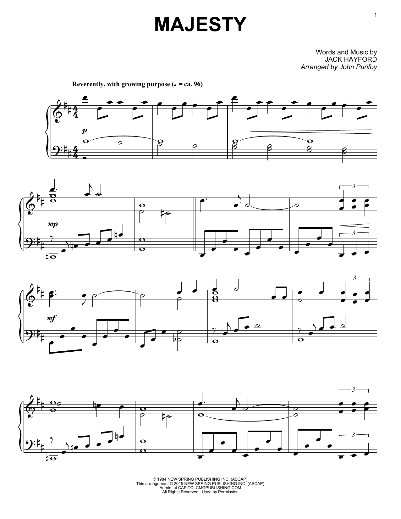 John Purifoy Majesty Sheet Music