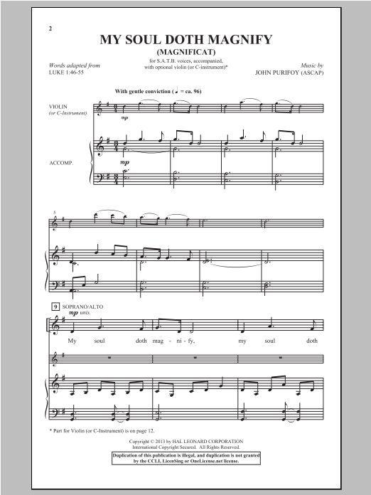 John Purifoy My Soul Doth Magnify (Magnificat) Sheet Music