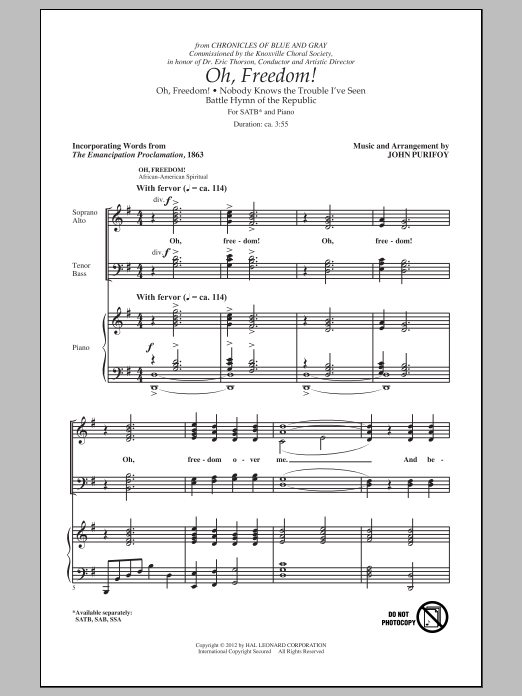 John Purifoy Oh, Freedom! (Medley) Sheet Music