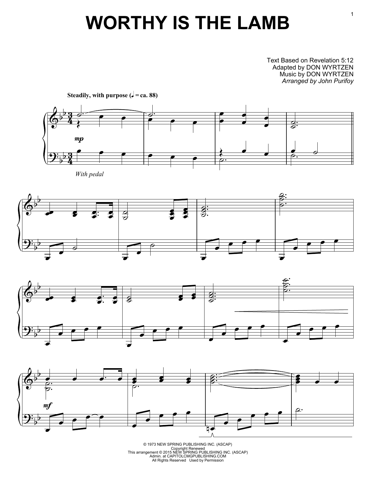 John Purifoy Worthy Is The Lamb Sheet Music