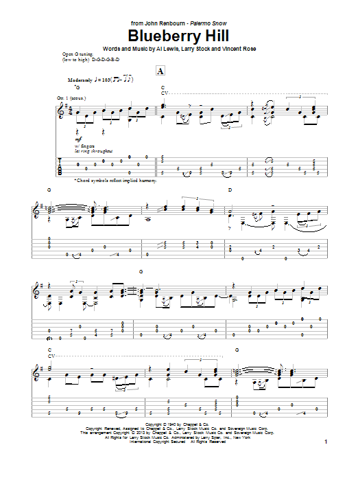 John Renbourn Blueberry Hill Sheet Music