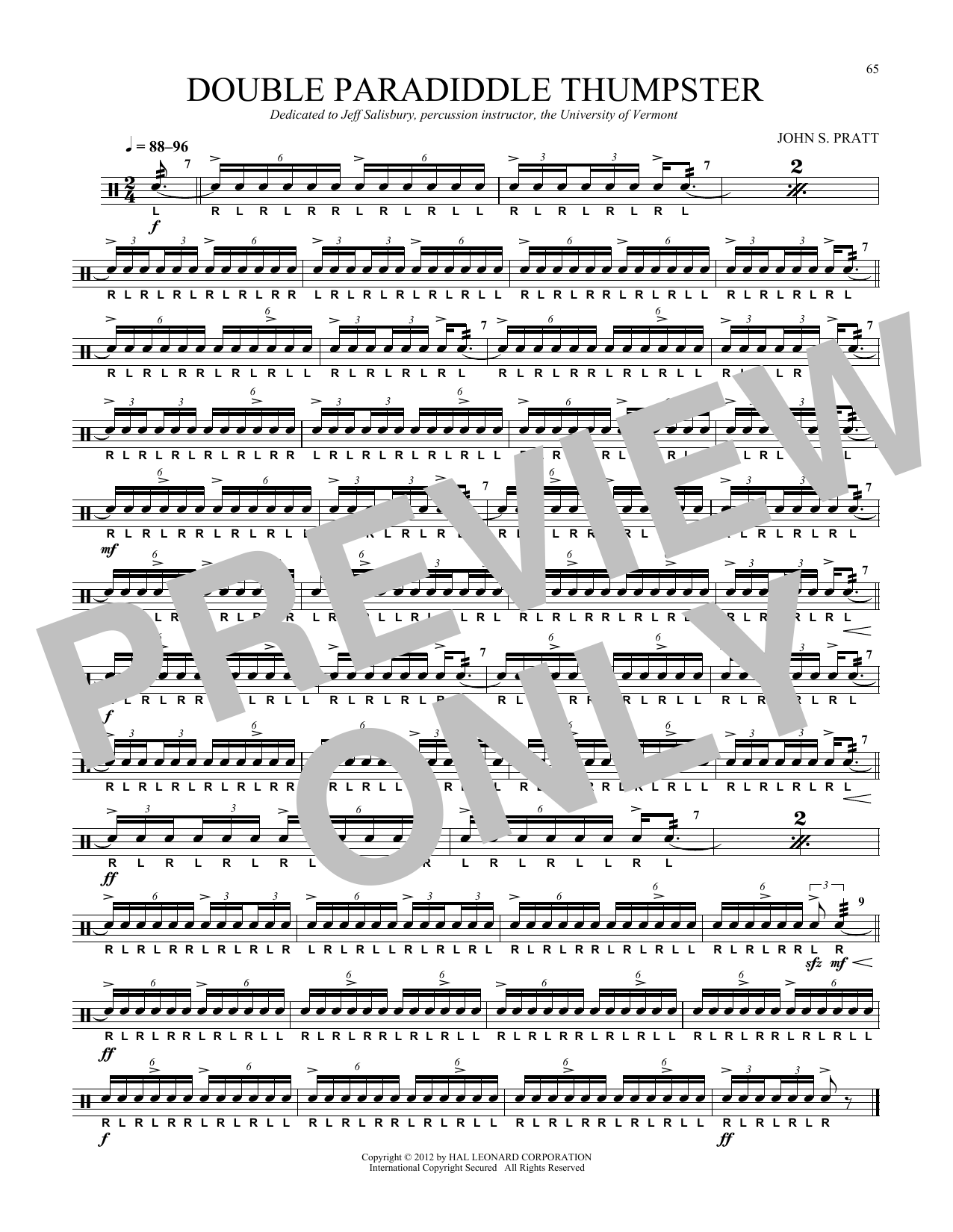John S. Pratt Double Paradiddle Thumpster Sheet Music