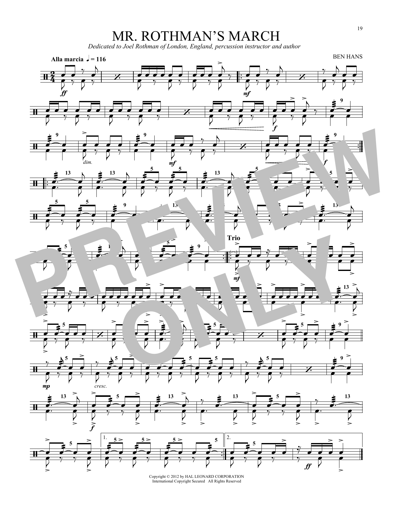 John S. Pratt Mr. Rothman's March Sheet Music