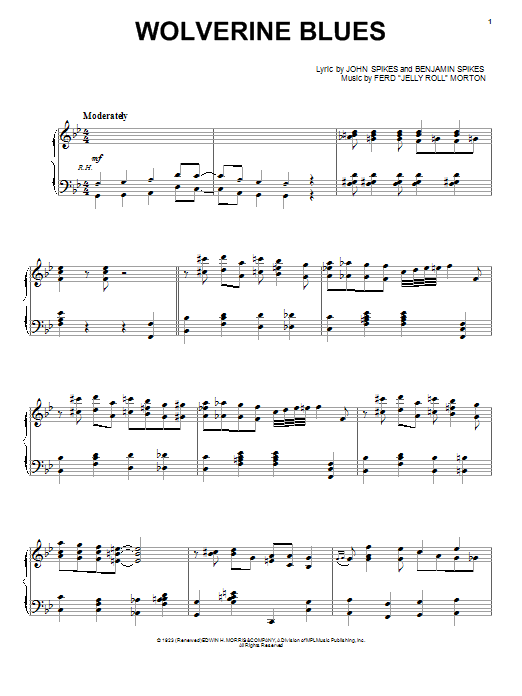 John Spikes Wolverine Blues Sheet Music