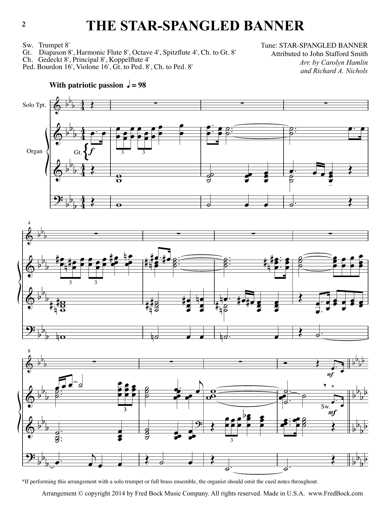 John Stafford Smith The Star-Spangled Banner (arr. Carolyn Hamlin and Richard A. Nichols) Sheet Music