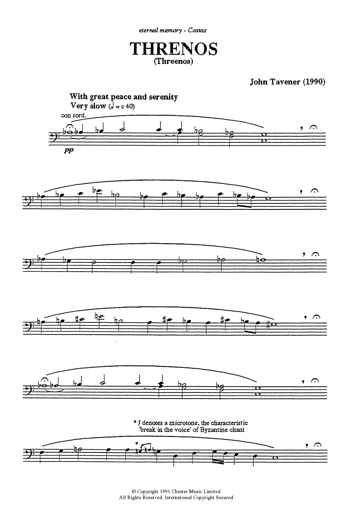 John Tavener Thrinos Sheet Music