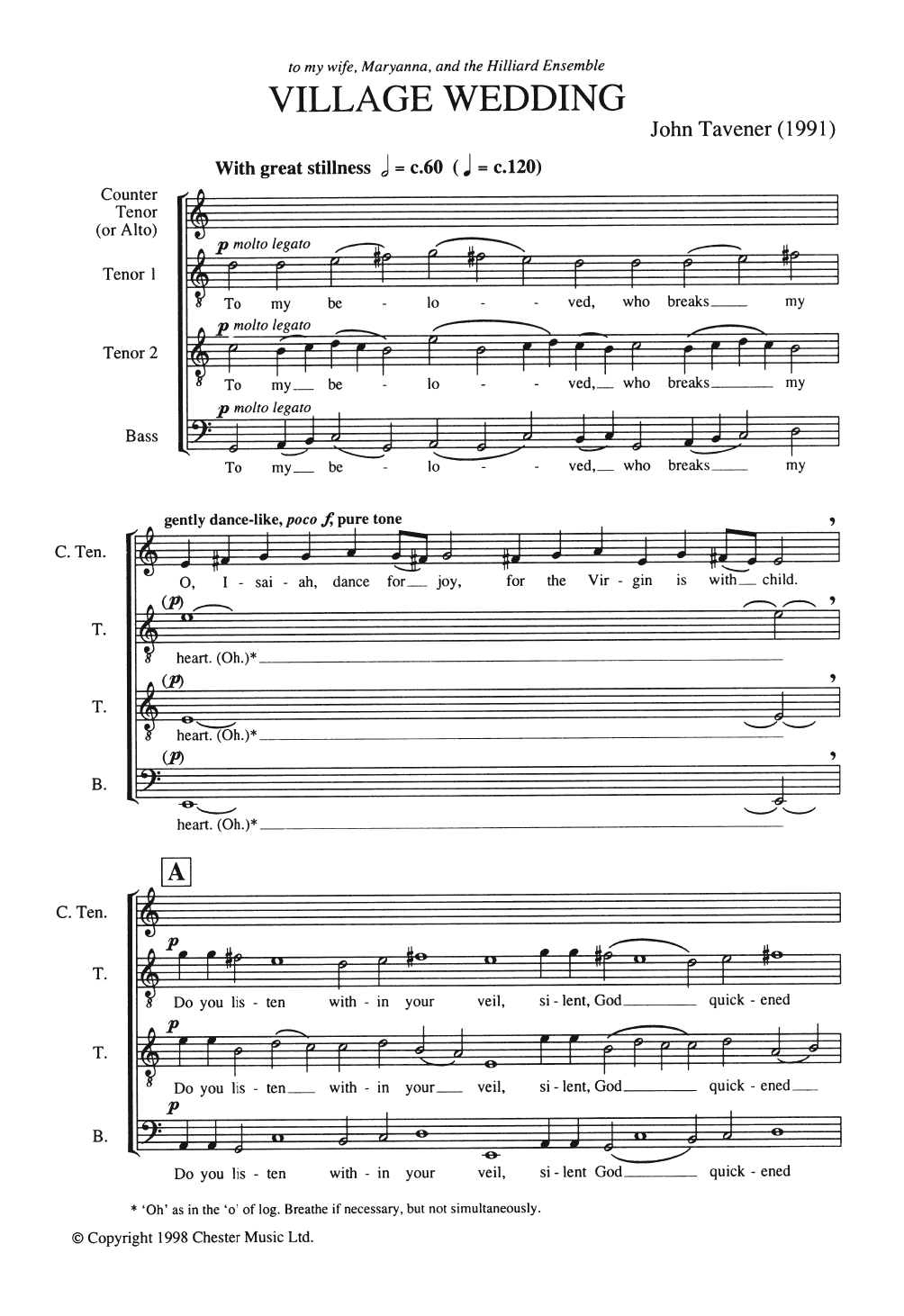 John Tavener Village Wedding Sheet Music