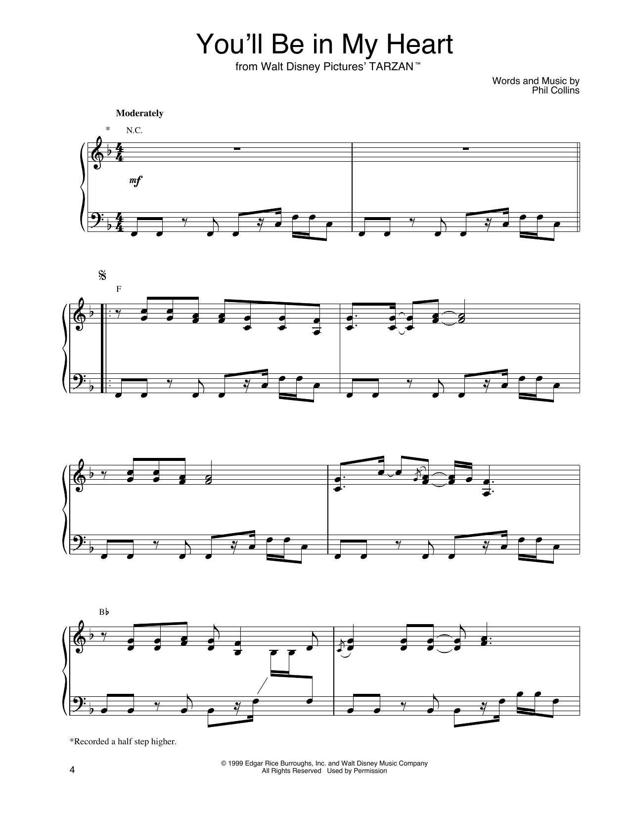 John Tesh You'll Be In My Heart (from Tarzan) Sheet Music