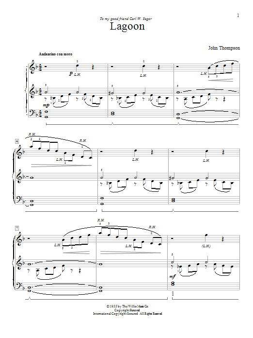John Thompson Lagoon Sheet Music