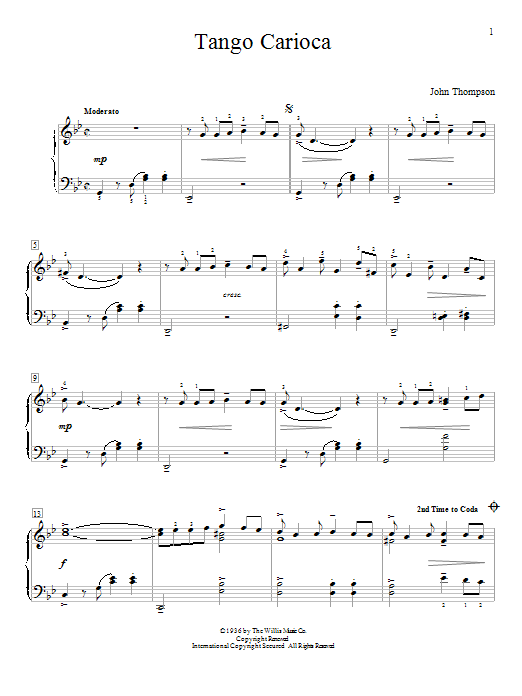 John Thompson Tango Carioca Sheet Music