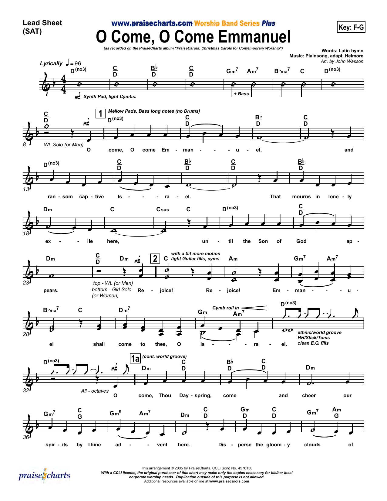 John Wasson O Come O Come Emmanuel Sheet Music