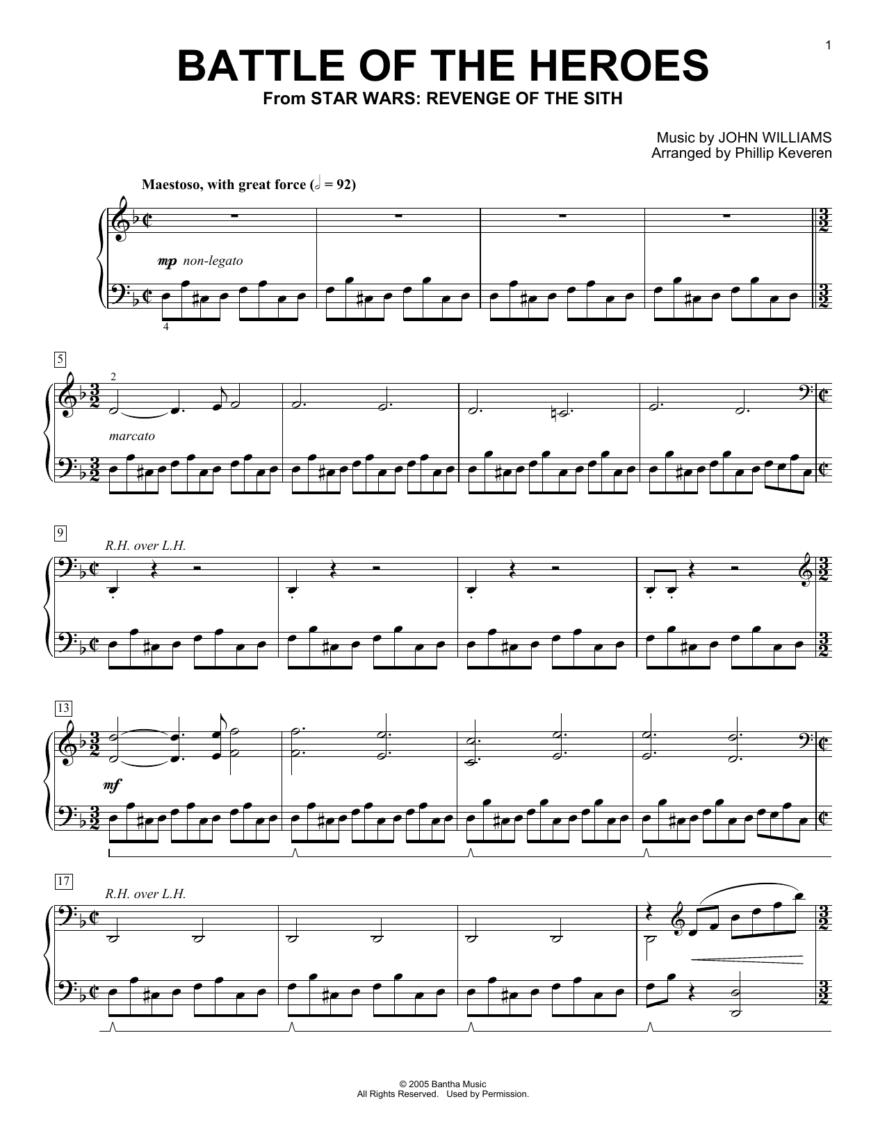 John Williams Battle Of The Heroes (arr. Phillip Keveren) Sheet Music
