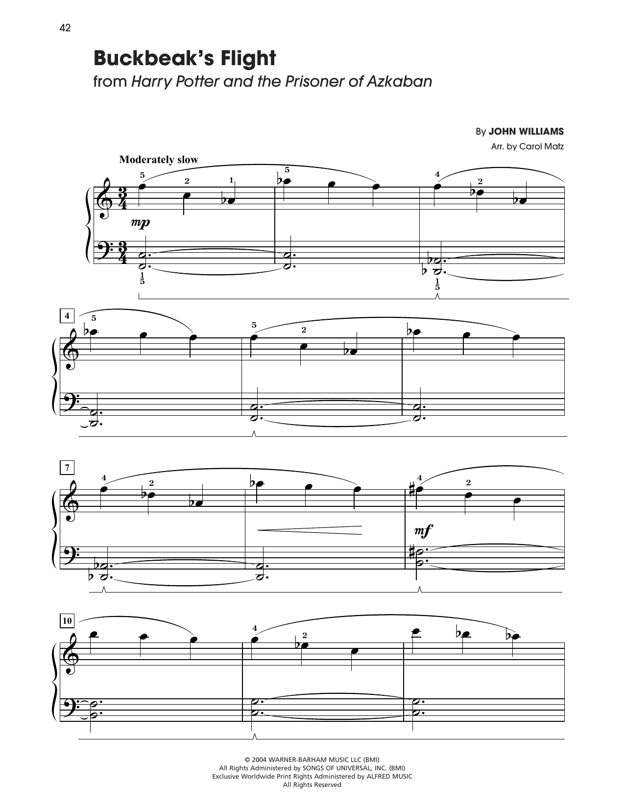 John Williams Buckbeak's Flight (from Harry Potter) (arr. Carol Matz) Sheet Music