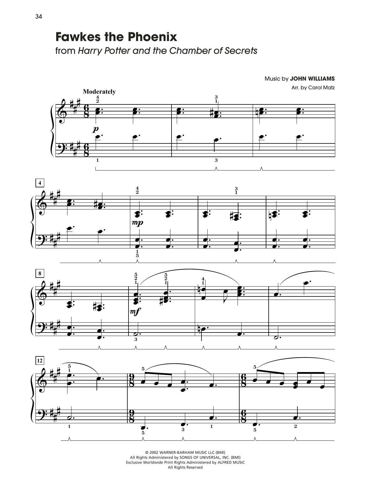 John Williams Fawkes The Phoenix (from Harry Potter) (arr. Carol Matz) Sheet Music