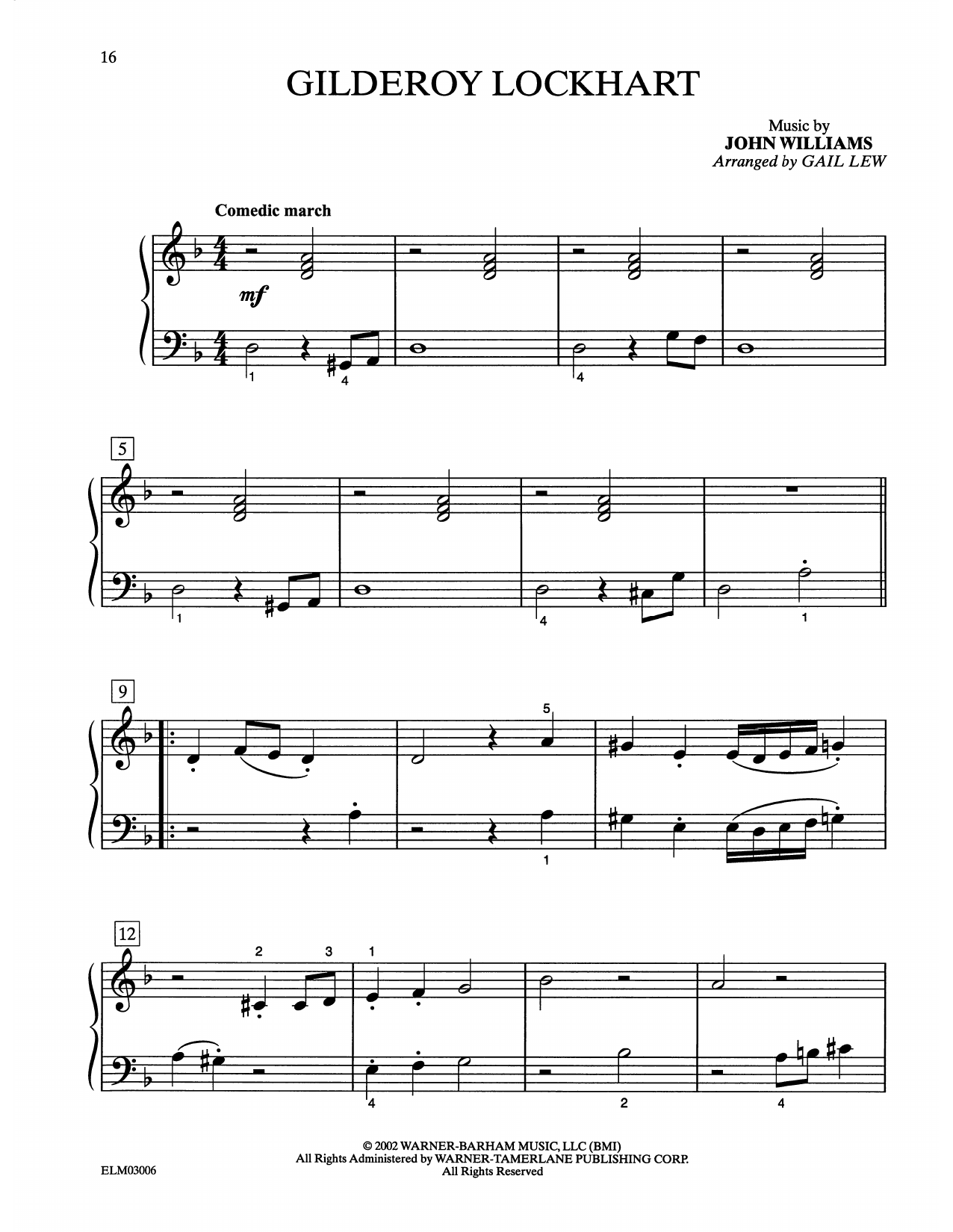 John Williams Gilderoy Lockhart (from Harry Potter) (arr. Gail Lew) Sheet Music